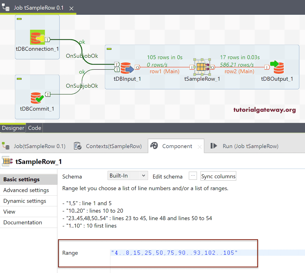 Talend Sample Row