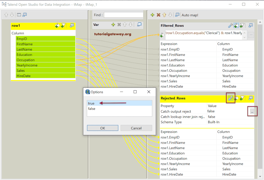 Talend tMap filter rows