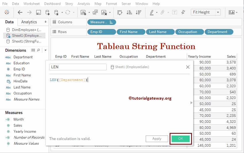 Tableau String Functions
