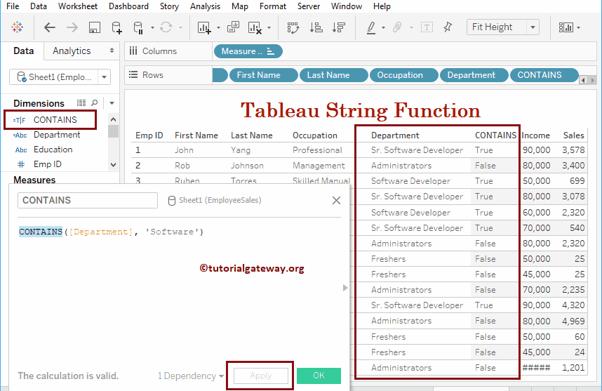 Tableau String Functions