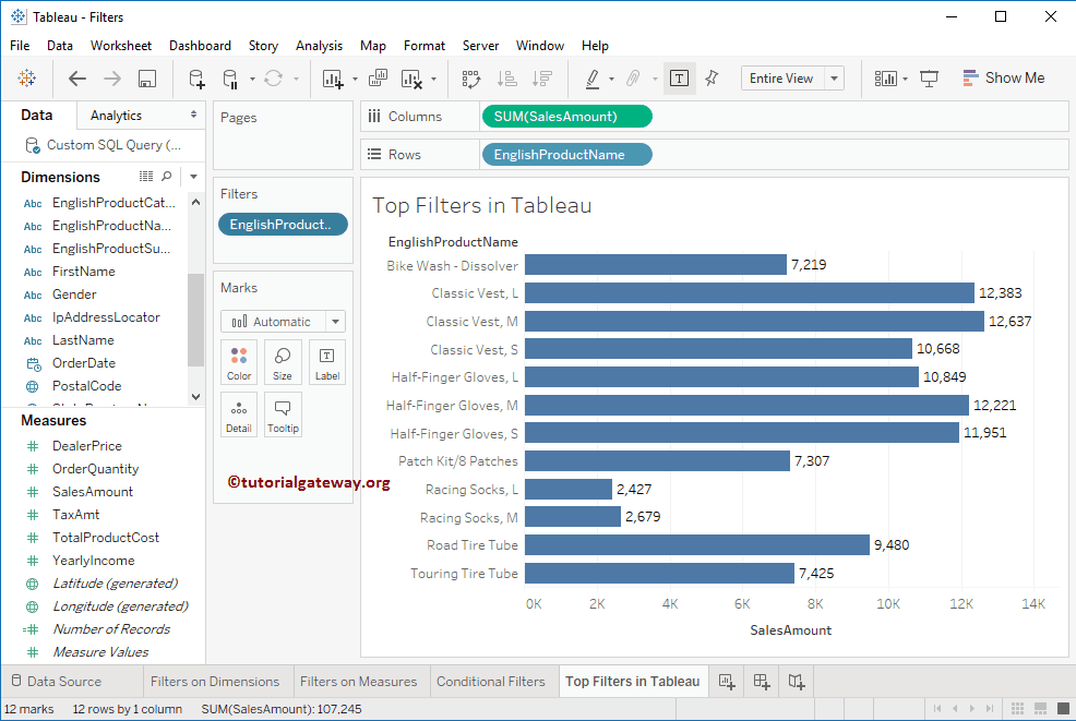 Top Filters in Tableau