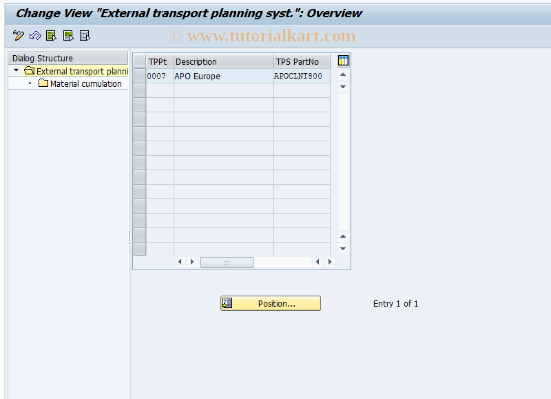 0VTG SAP Tcode Cumulation of Materials in TPS Transaction Code