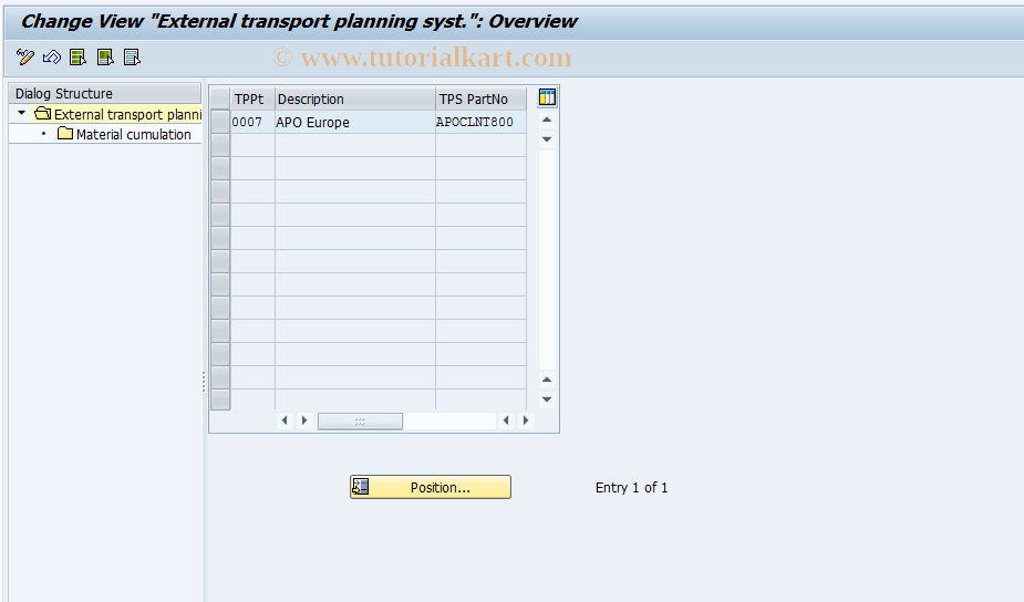 0VTGC SAP Tcode Cumulation of Material (Freight Plng) Transaction Code