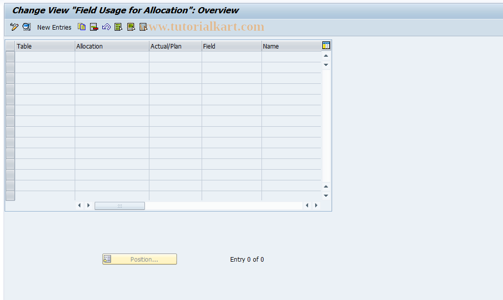 2KE4 SAP Tcode PrCtr Field usage distribution Transaction Code
