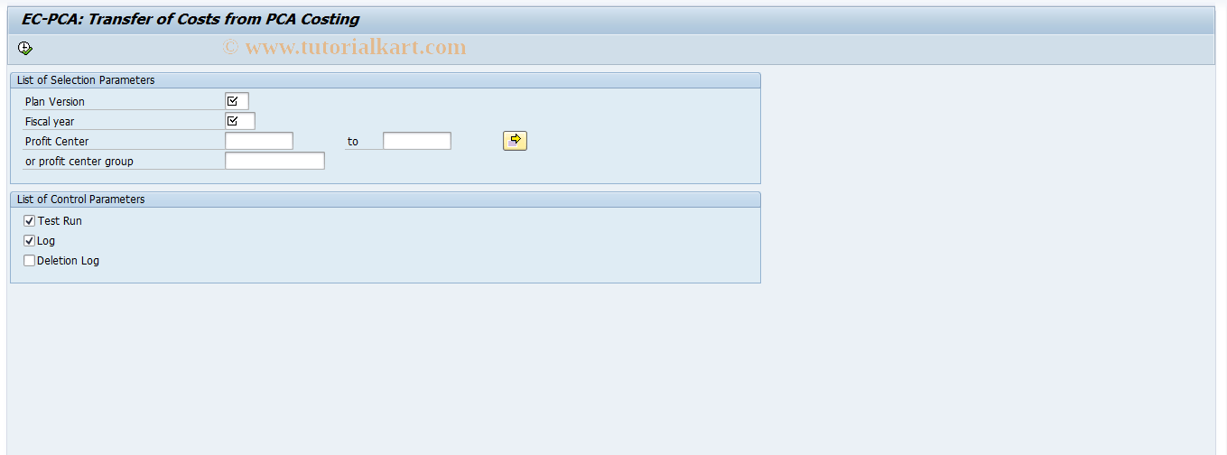 8KET4 SAP Tcode Opening Balance for PCA Costing Transaction Code