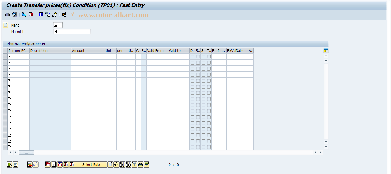 AKE5 SAP Tcode PCA Transfer Prices Create Prices