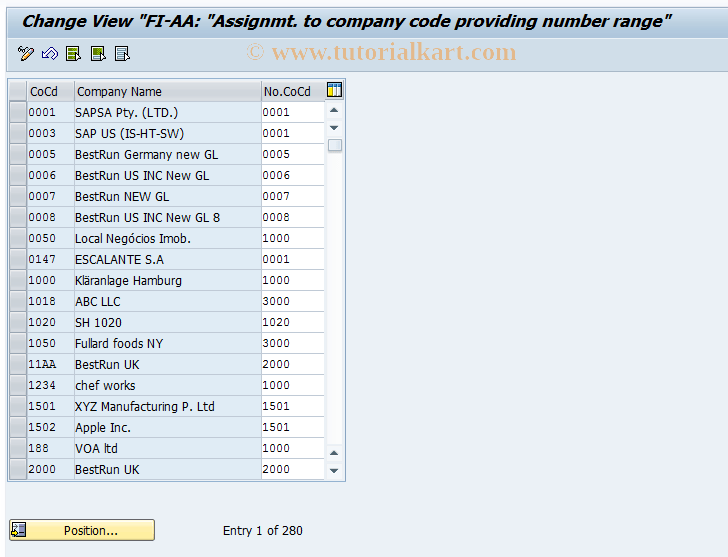 AO11 SAP Tcode Assign number range Transaction Code