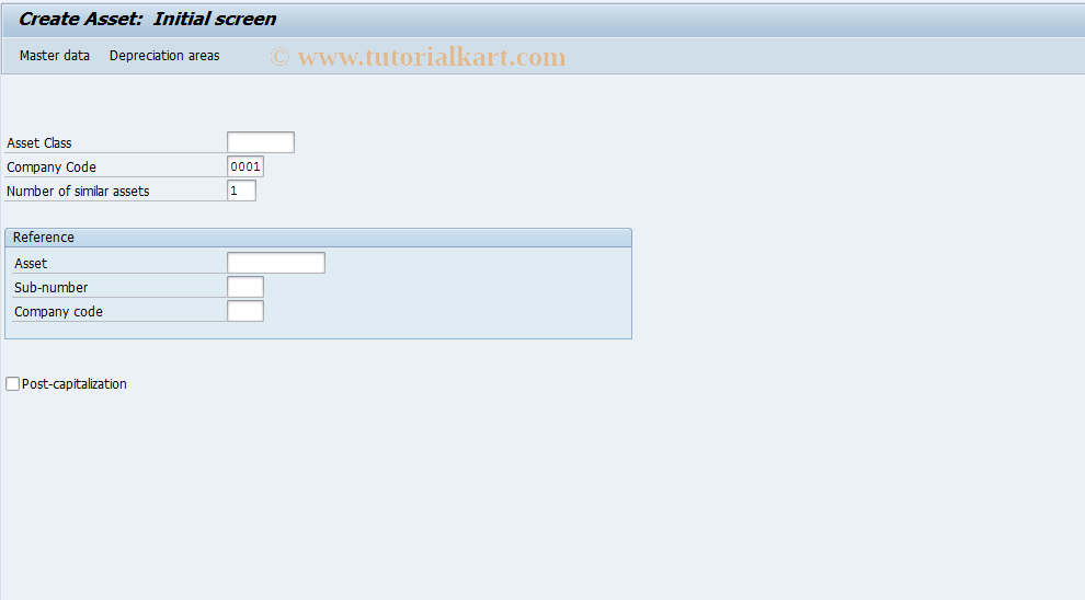 AS01 SAP Tcode Create Asset Master Record Transaction Code