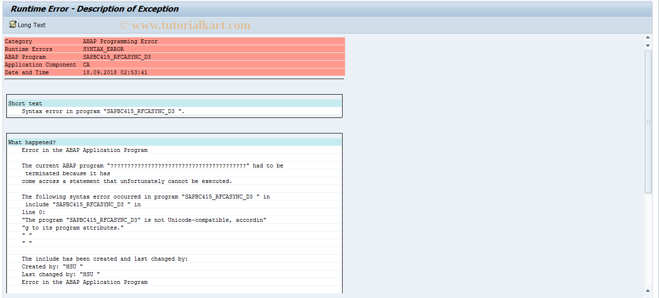 BC415_RFCASYNC_D3 SAP Tcode Synch. RFC Remote Dialogs Transaction Code