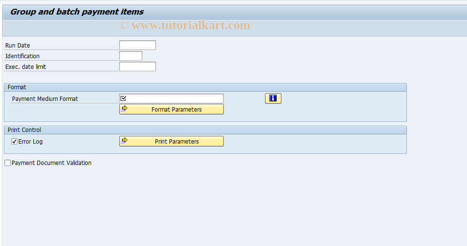 BNK_BATCH SAP Tcode Create Batches Transaction Code