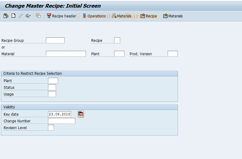 C202 SAP Tcode Change Master Recipe Transaction Code