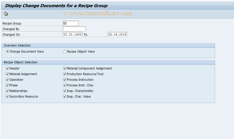 Master Recipe Table In Sap