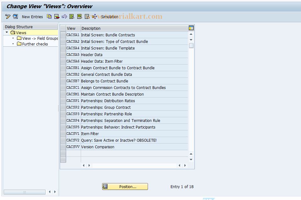 CACS_CSB0003 SAP Tcode CSB Control Views Transaction Code