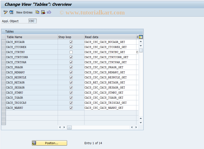CACS_CSC0016 SAP Tcode CSC Control Tables Transaction Code