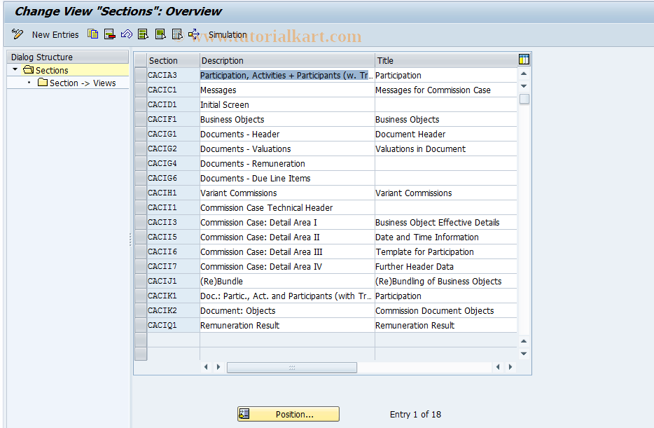 CACS_CSI0004 SAP Tcode CSI Control Sections Transaction Code