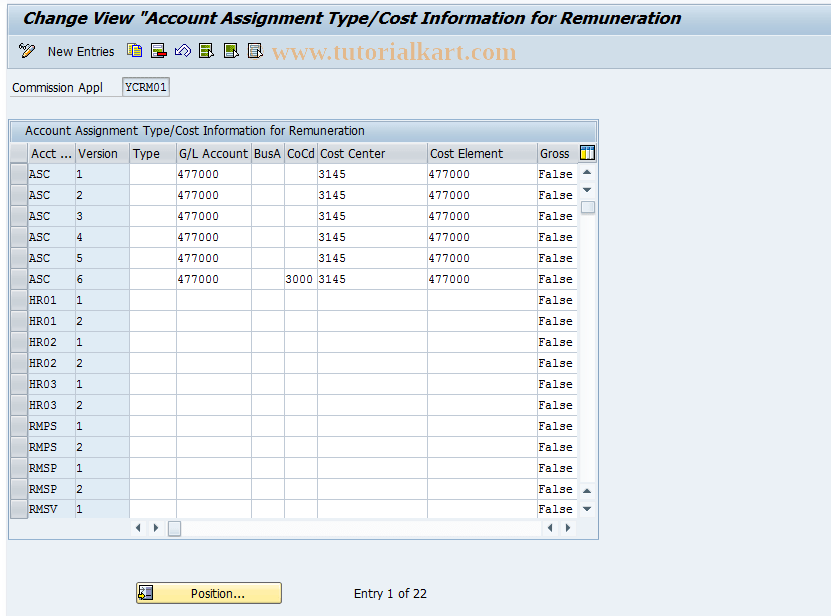CACS_DET_ACCAS SAP Tcode Customizing for Generated Tables Transaction