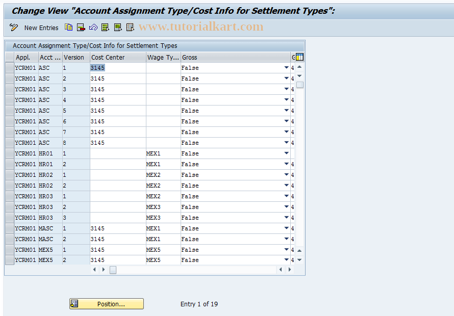 CACS_DET_ACCST SAP Tcode Customizing for Generated Tables Transaction Code