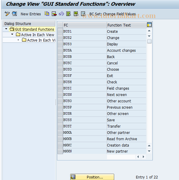 CAS8 SAP Tcode CA Control CUA Standard Functions Transaction Code