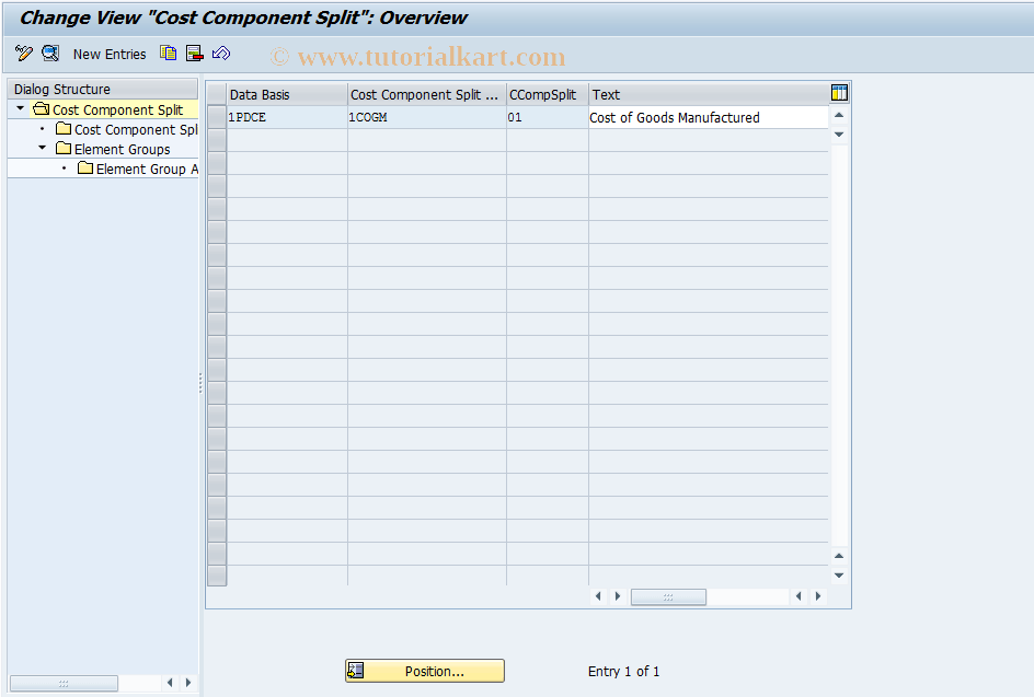 CCS SAP Tcode Cost Component Split Transaction Code