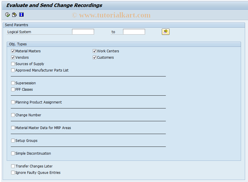 CFP1 SAP Tcode Analyze and Send Changes Transaction Code