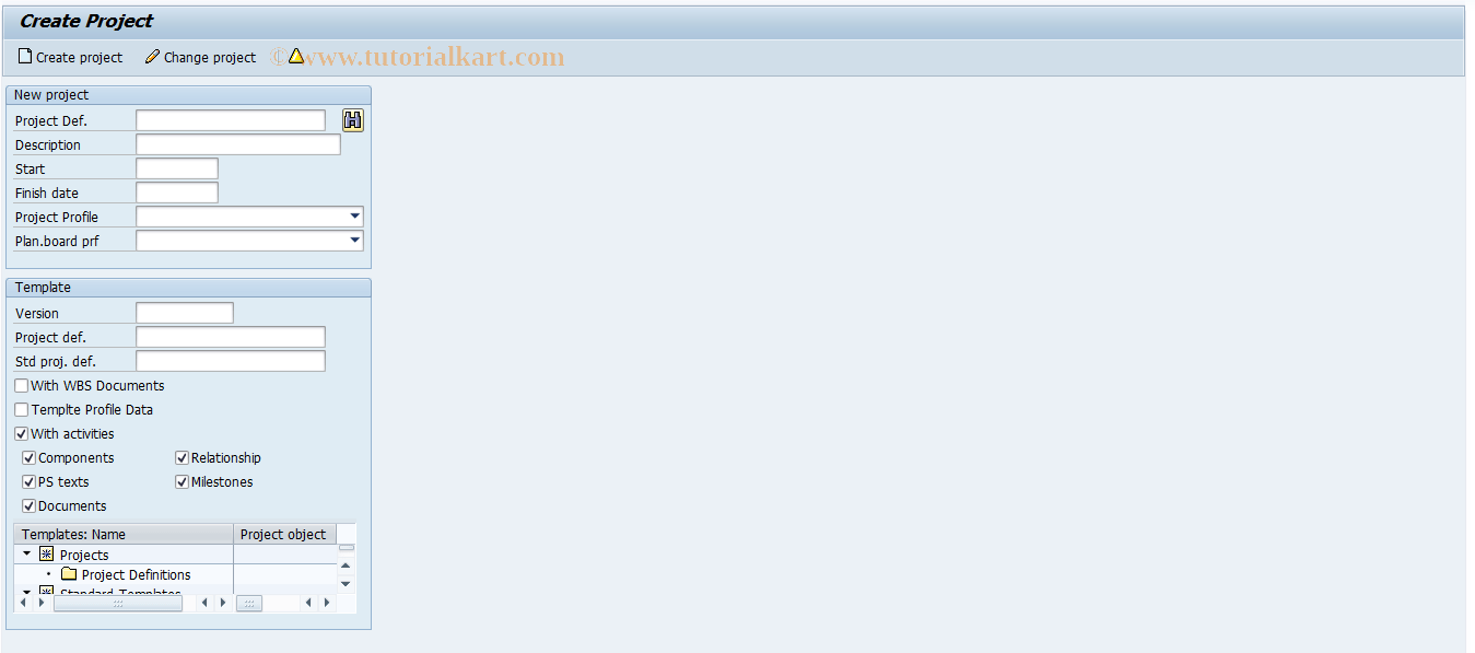 CJ27 SAP Tcode Project planning board Transaction Code