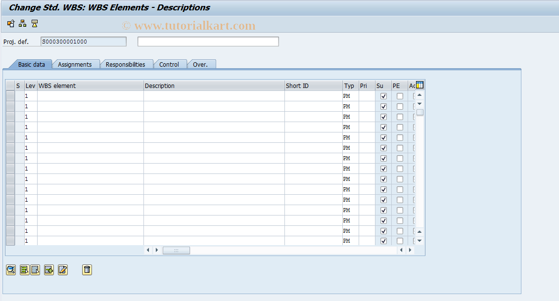 CJ92 SAP Tcode Change Standard WBS Transaction Code