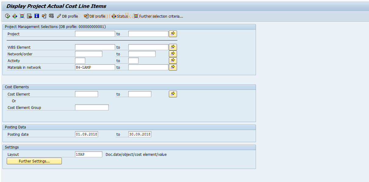 CJI3 SAP Tcode Project Actual Cost Line Items Transaction Code