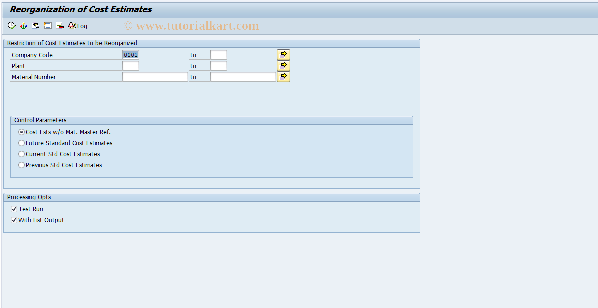 CKR1 SAP Tcode in Product Costing Transaction Code