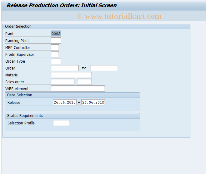CO05 SAP Tcode Collective Release of Production Orders Transaction Code