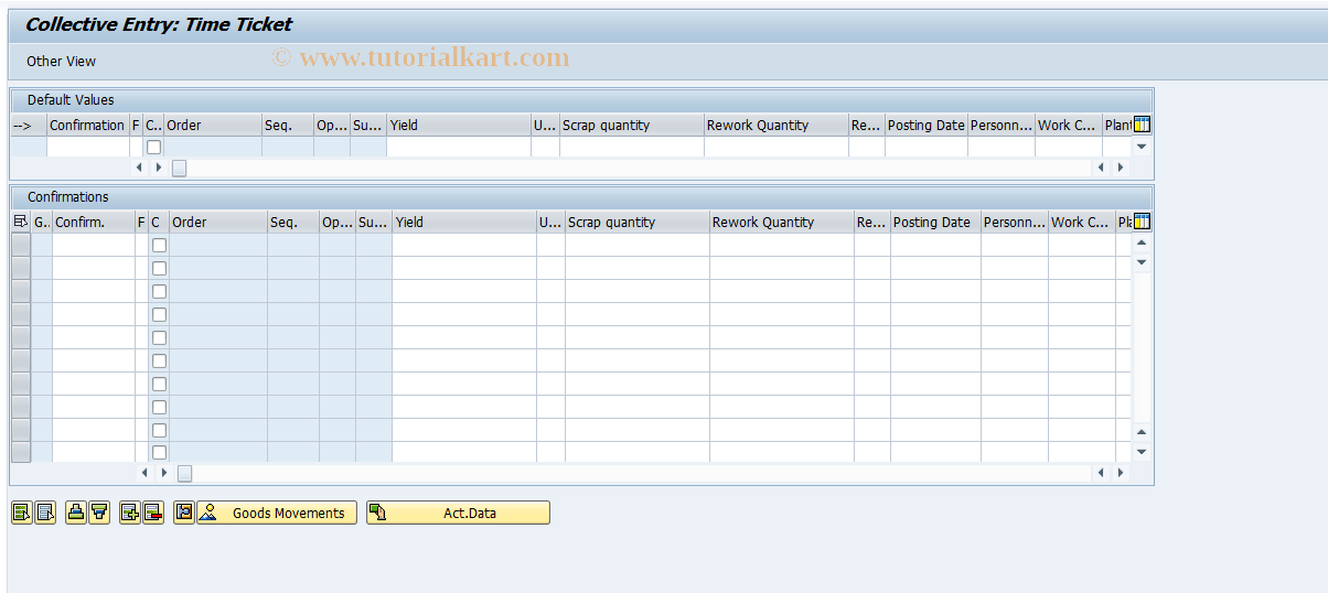 CO12 SAP Tcode Collective Entry of Confirmations Transaction Code