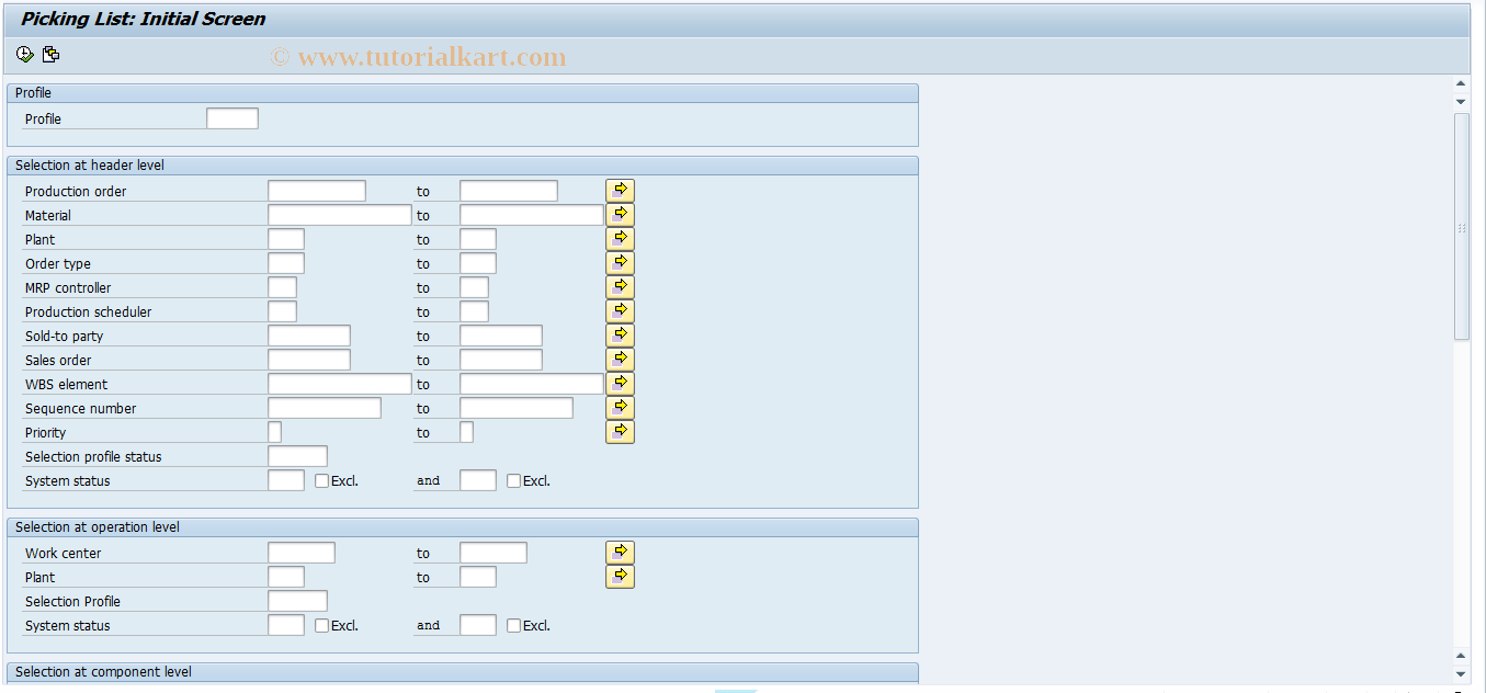 CO27 SAP Tcode Picking list Transaction Code