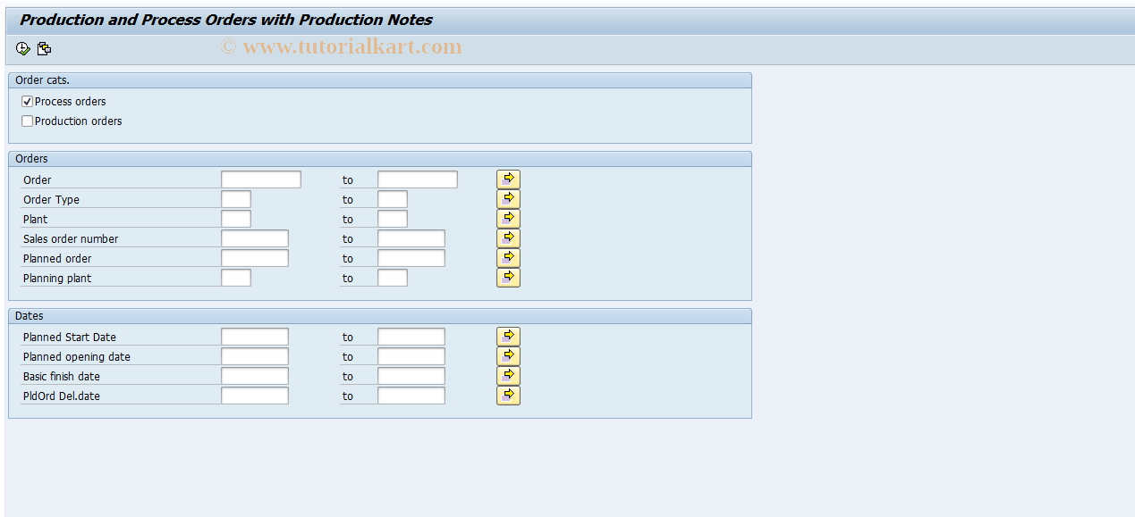 COIF SAP Tcode Production Notes Transaction Code