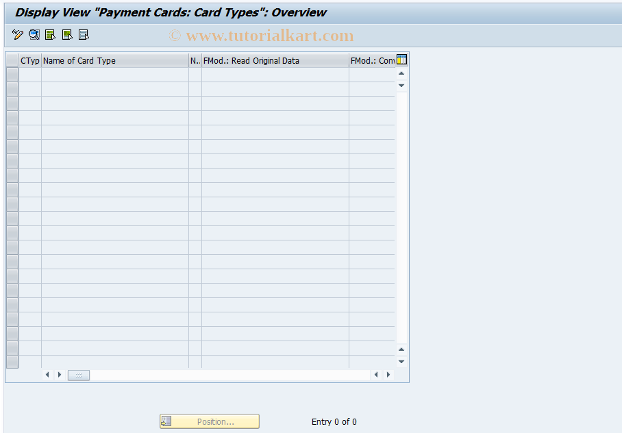 CRO0 SAP Tcode Display Card Types Transaction Code