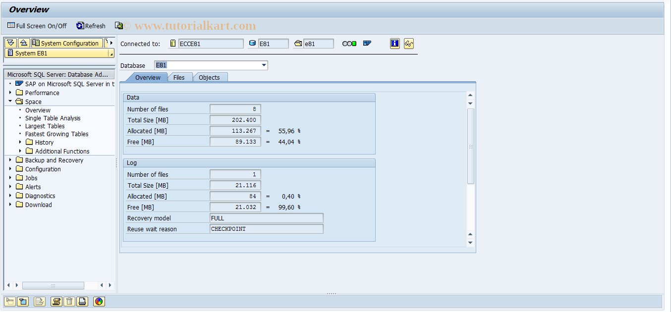 DB02 SAP Tcode Tables and Indexes Monitor Transaction Code