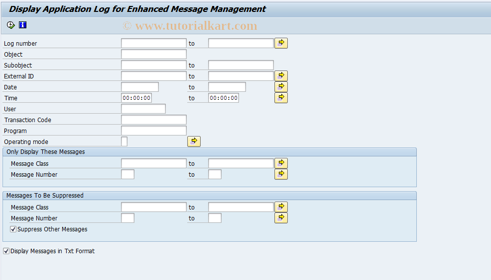 EMMALOG SAP Tcode Display Application Log Transaction Code