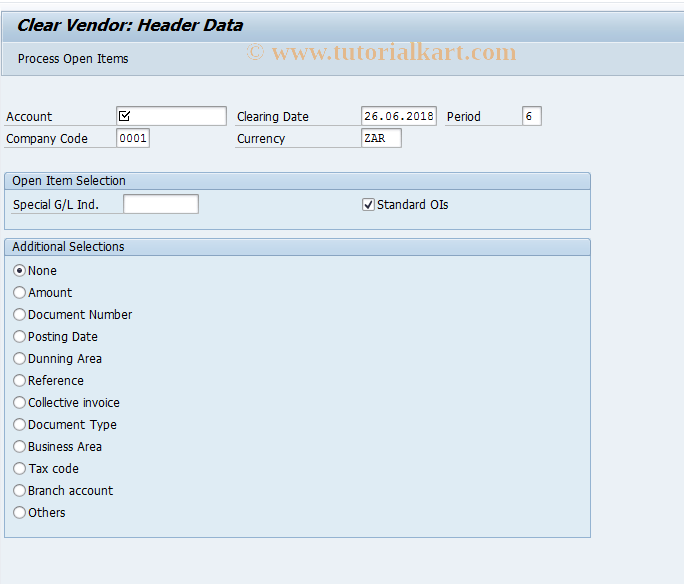 F44 SAP Tcode Clear Vendor Transaction Code