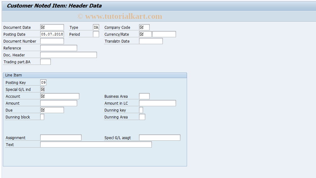 F49 SAP Tcode Customer Noted Item Transaction Code