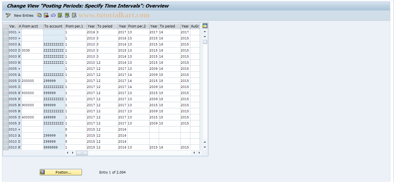 F60 SAP Tcode Maintain Table Posting Periods Transaction Code