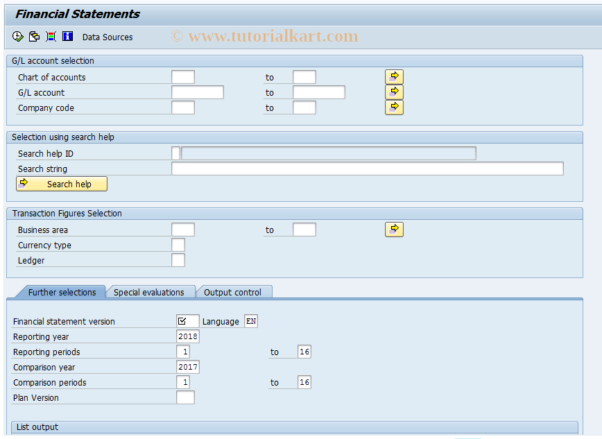 F.01 SAP Tcode ABAP Report Financial Statements Transaction Code