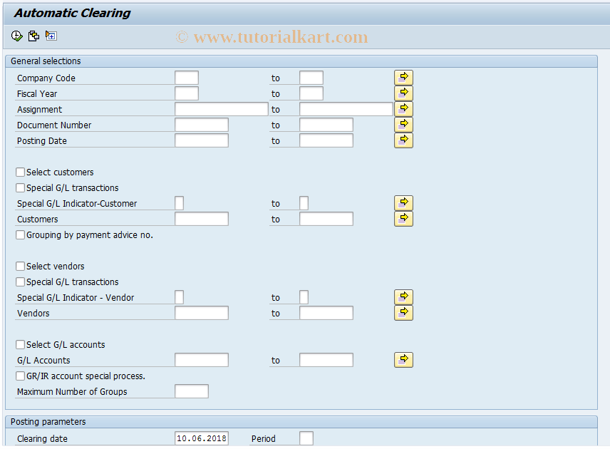 F.13 SAP Tcode Automatic Clearing without Currency Transaction Code