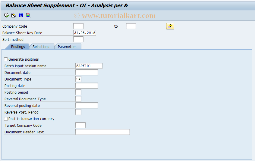 F101 SAP Tcode ABAP/4 Reporting Balance Sheet Adj. Transaction Code