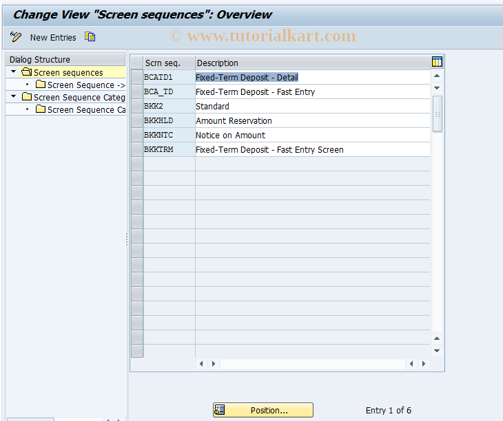 F9S6 SAP Tcode CA Control Screen Sequences Transaction Code