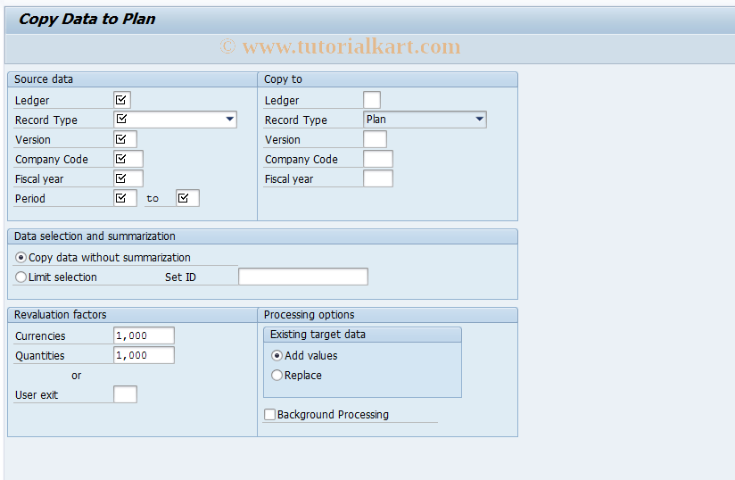 FAGLGP52 SAP Tcode Copy Model Plan Transaction Code