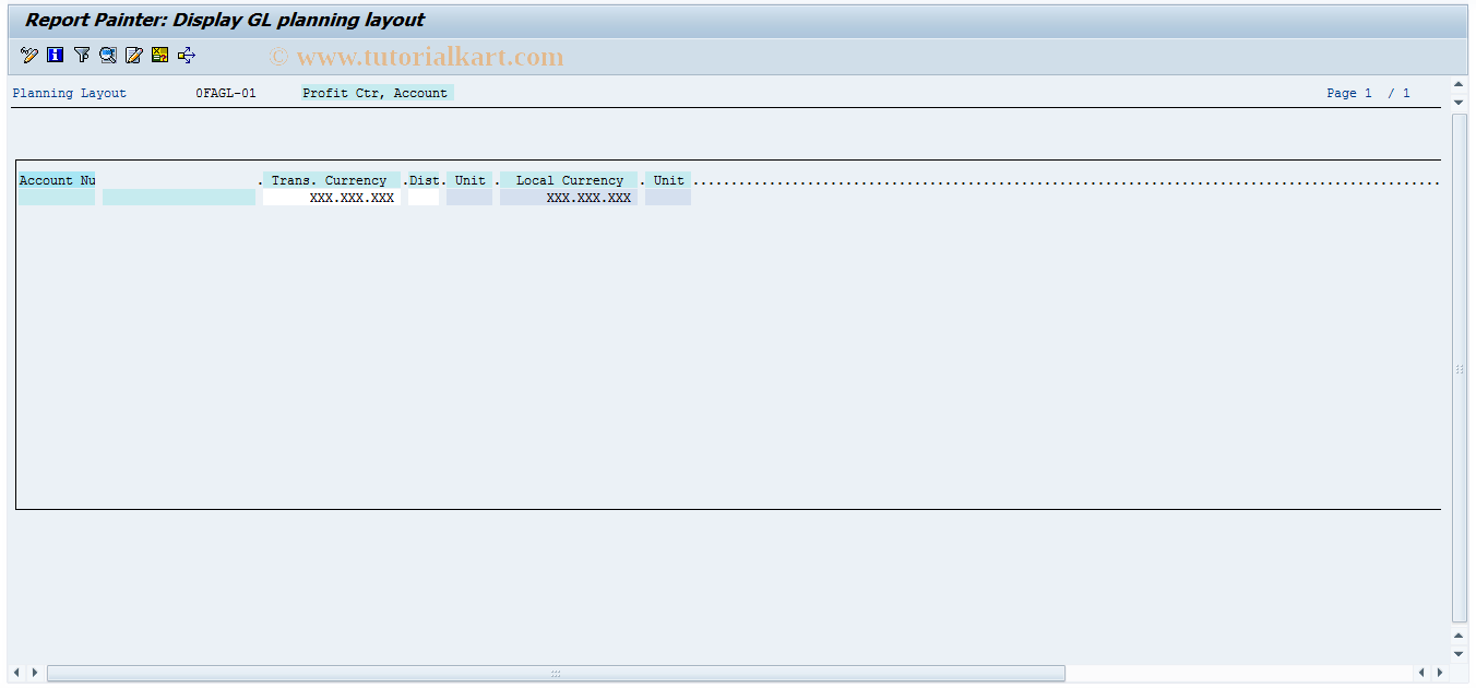 FAGLPLD SAP Tcode Gen. Ledger Display Planning Layout Transaction Code