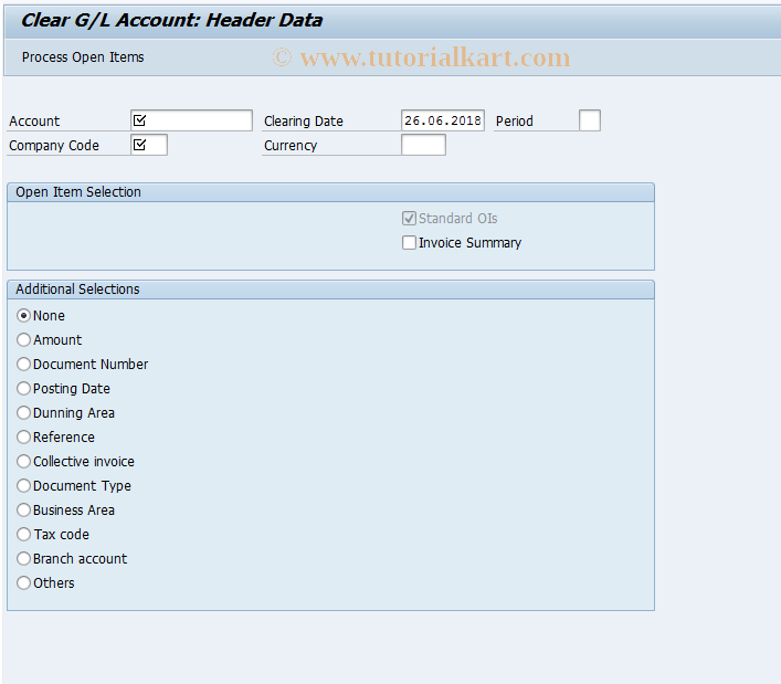 FB1S SAP Tcode Clear G/L Account Transaction Code