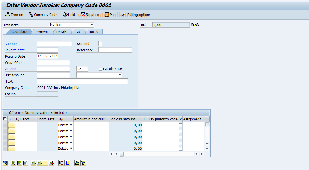 FB60 SAP Tcode Enter Invoices Transaction Code