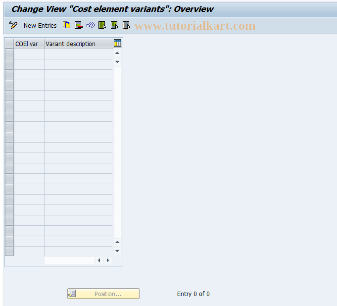 FECV SAP Tcode Clearing cost element variants Transaction Code