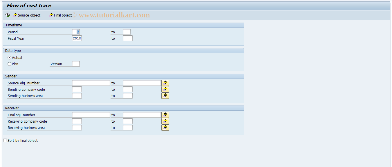 FERT SAP Tcode Flow of cost trace Transaction Code