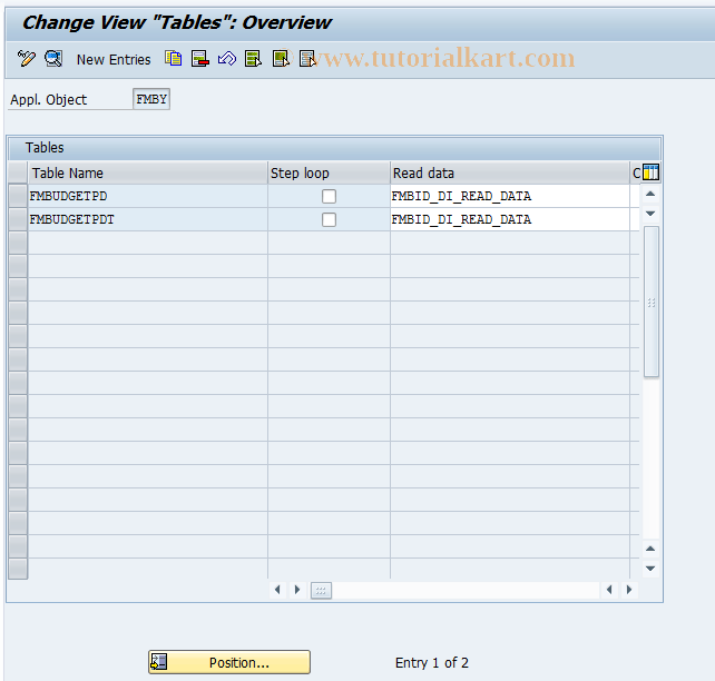 FMBY16 SAP Tcode Budget Period Control Tables Transaction Code