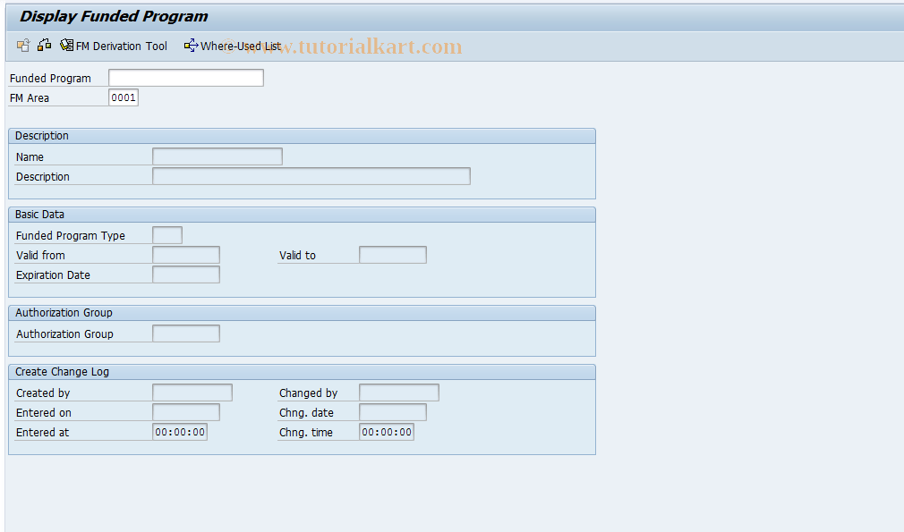 FMMEASURED SAP Tcode Funded Program Display Transaction Code